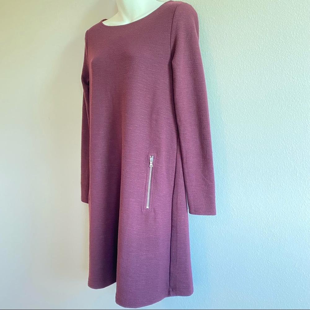 Gap Burgundy Warm Scoop Sweater Midi Dress Pockets Long Sleeve Thick
